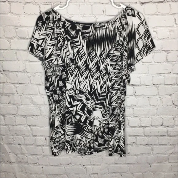 AB Studio black and white short sleeve top - Picture 7 of 7